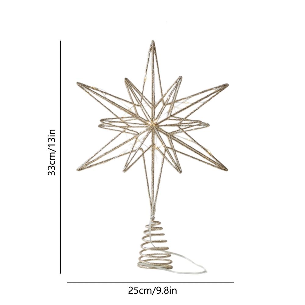 Christmas Tree Topper Star, LED Lighted Tree Topper for Christmas Tree, Battery Operated Star Tree Topper with 5 Points, Spring Mount for Easy Installation
