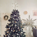 Christmas Tree Topper Star, LED Lighted Tree Topper for Christmas Tree, Battery Operated Star Tree Topper with 5 Points, Spring Mount for Easy Installation