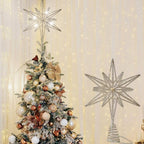 Christmas Tree Topper Star, LED Lighted Tree Topper for Christmas Tree, Battery Operated Star Tree Topper with 5 Points, Spring Mount for Easy Installation