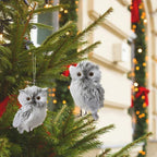 2PCS Owl Christmas Ornaments, Cute Owl Figurine Decor, Christmas Tree Hanging Pendant, Garden Themed Holiday Decoration, Gift for Bird Lovers, Festive Accent