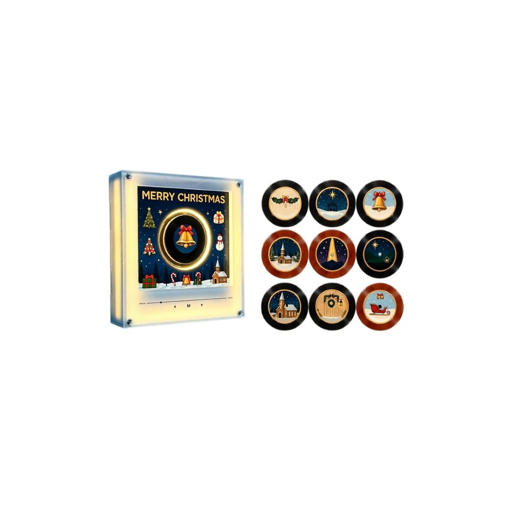 Christmas Vinyl Player Fridge Record NFC Magnetic Music Box Set, Christmas Decors, Christmas Home Gift