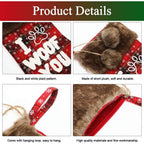 Dog Christmas Stocking 18 Inch Buffalo Plaid Christmas Stockings Plush Faux Fur Cuff Christmas Hanging Stockings with Letter and Dog Paw for Xmas Decoration