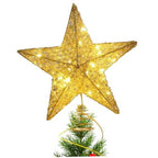 Christmas Star Tree Topper 10" Light Tree Topper with 20 Lamp Beads Shiny Star-Shape Christmas Gold Ornament for Indoor,Outdoor,Home Decor(No Battery)