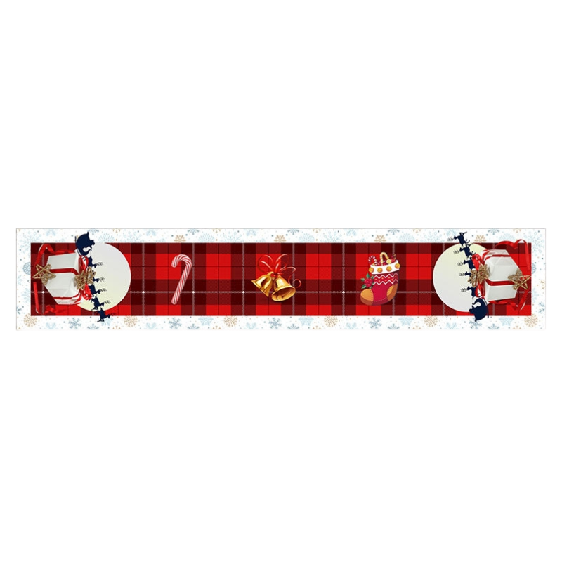 Style-3 New Year & Christmas Table Runner(33 x 180 CM) - Festive Linen Tablecloth, Digital Print Christmas Decor