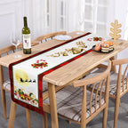 Style-4 New Year & Christmas Table Runner(33 x 180 CM) - Festive Linen Tablecloth, Digital Print Christmas Decor