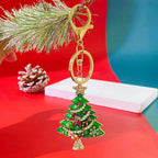 3 PCS Rhinestone Christmas Keychain Set - Zinc AlloyEnamel Santa Claus, Cute Reindeer and Christmas Tree Bag Charm Key Ring Pendant Accessories for Christmas Gifts & DIY Deco