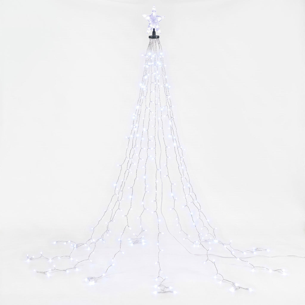 Jingle Jollys 2.5M Christmas Tree Lights Christmas Lights Tree Topper Waterfall Fairy Lights White